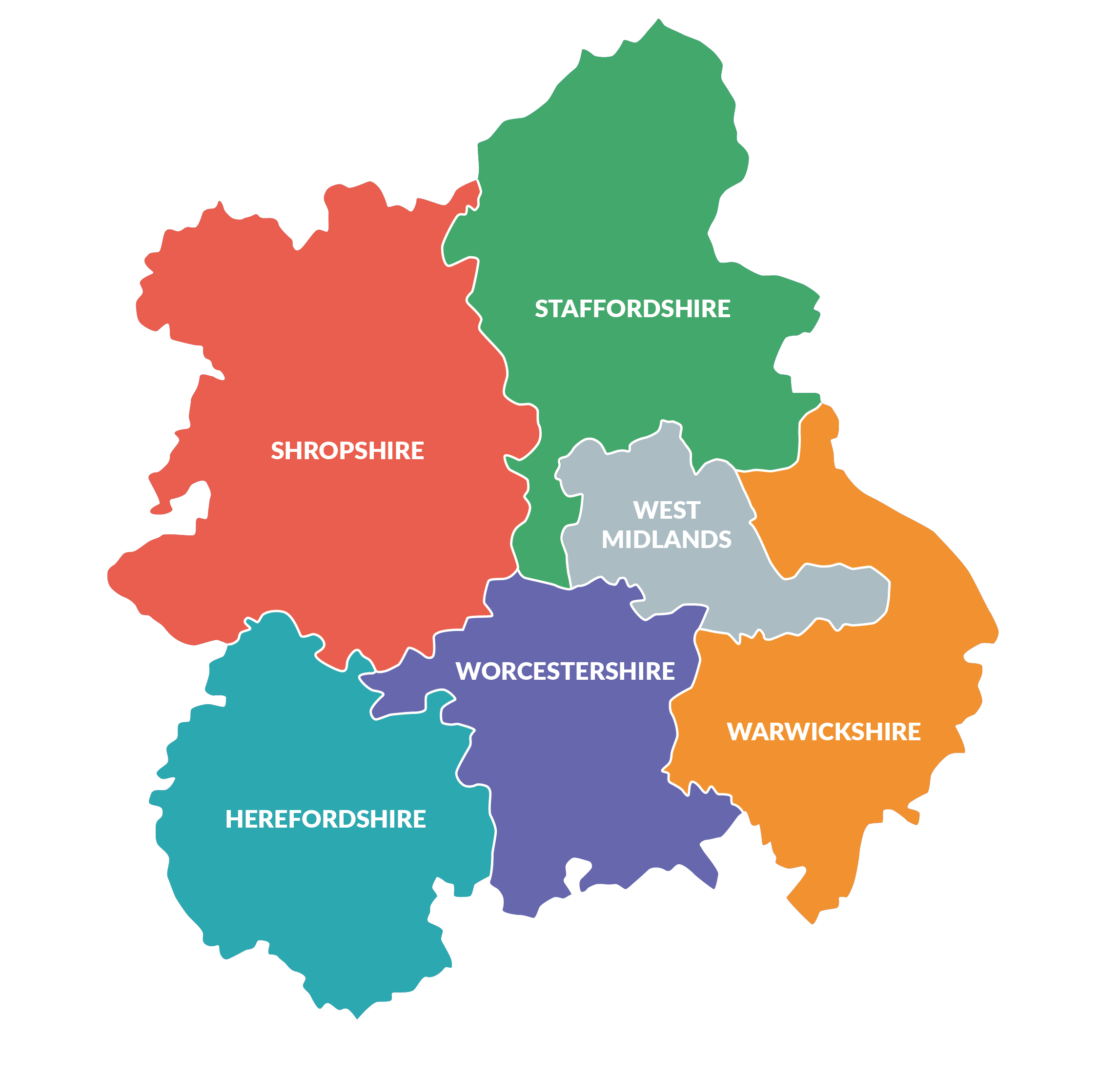 Map of counties covered by the CRN West Midlands